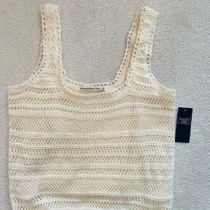 Abercrombie & Fitch Crochet Square Neck Knit Tank Top